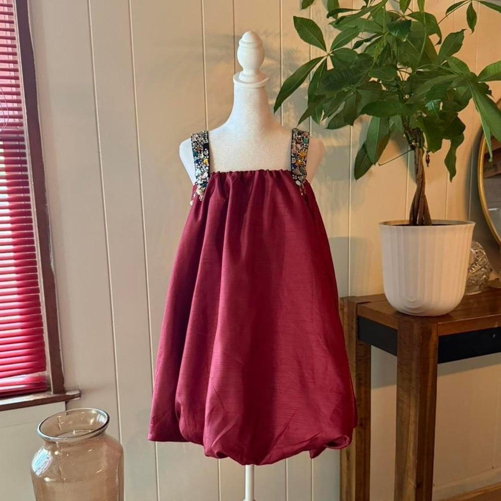 Sunday in Brooklyn Embellished-Strap Bubble Mini Red Dress Size Medium